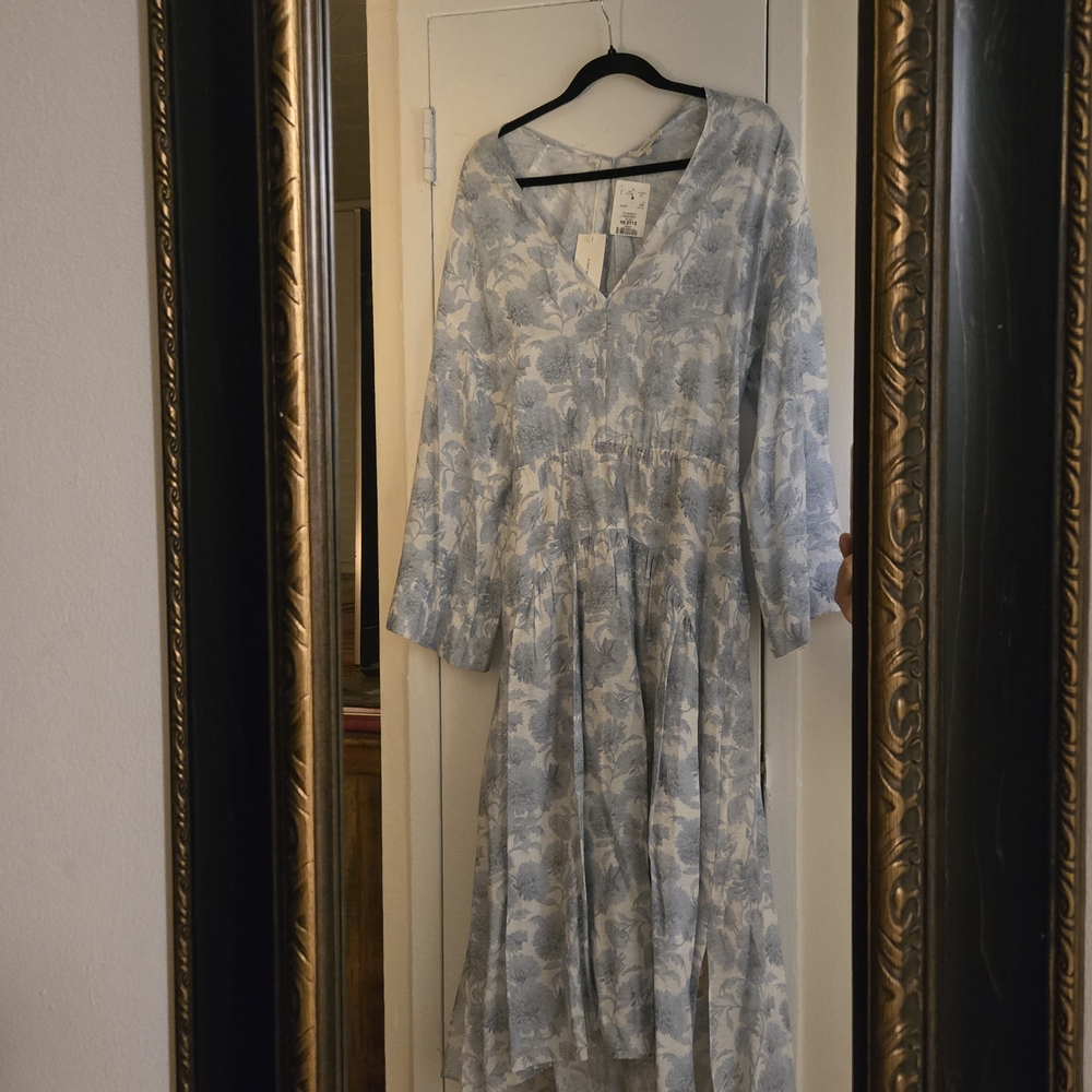 Vince Light Blue Floral Long Sleeve Dress